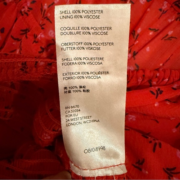 Free People Lolita Red Floral Print Ruffled Top - Size Large - Picture 12 of 14